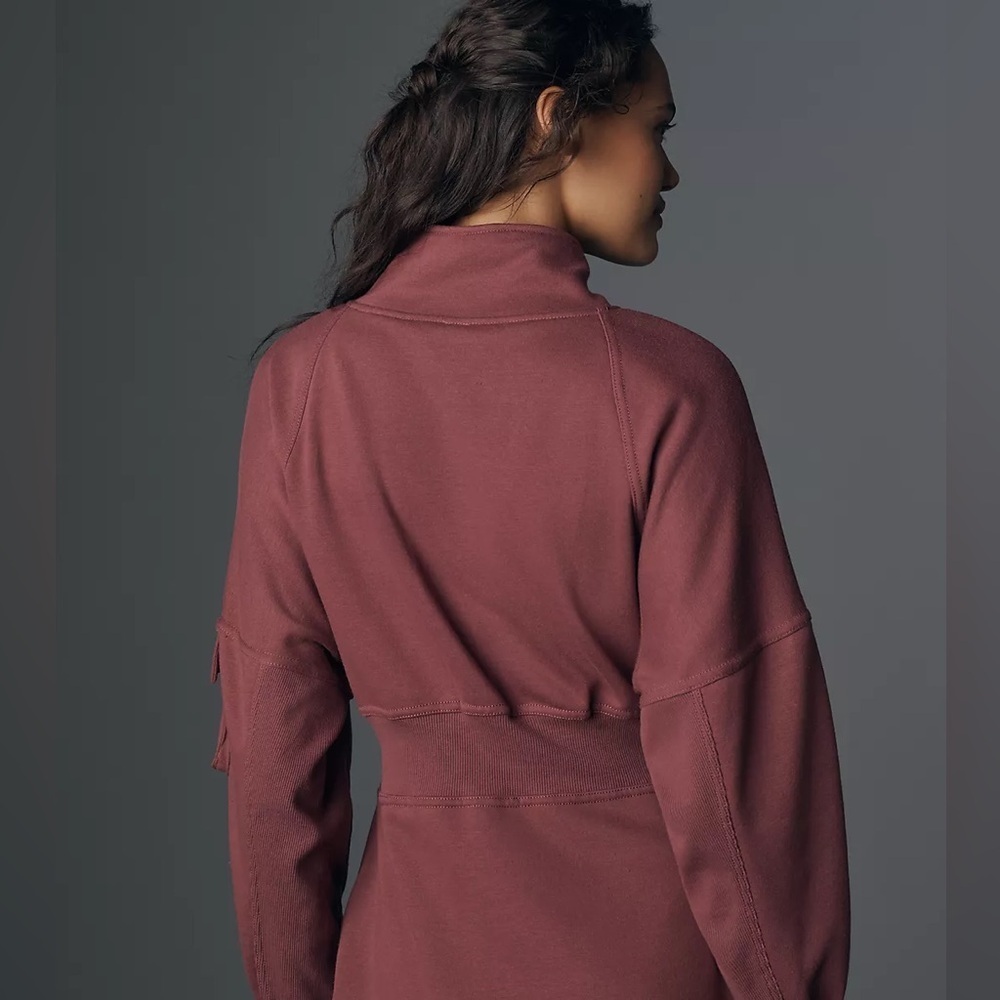 NWT Anthropologie Daily Practice Long-Sleeve Pop Trick Dress Burgundy Size M - Picture 9 of 13